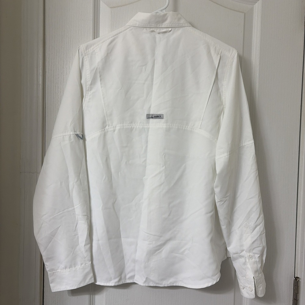 Habit Shirt Womens Medium White Collared Long Sleeve Button Up UV Fishing Top - Picture 4 of 4